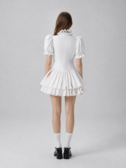 Gothic Cosplay Dress with Bow and Ruffles
