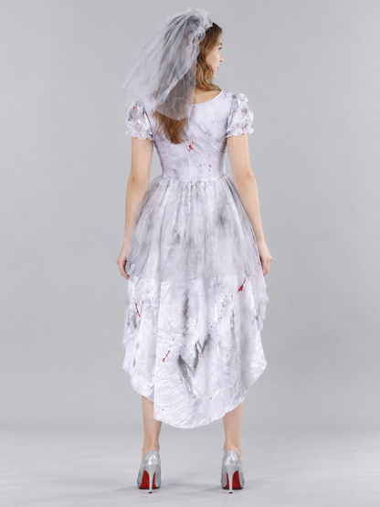 Vampire Costume: Dress with Blood Effect and Veil