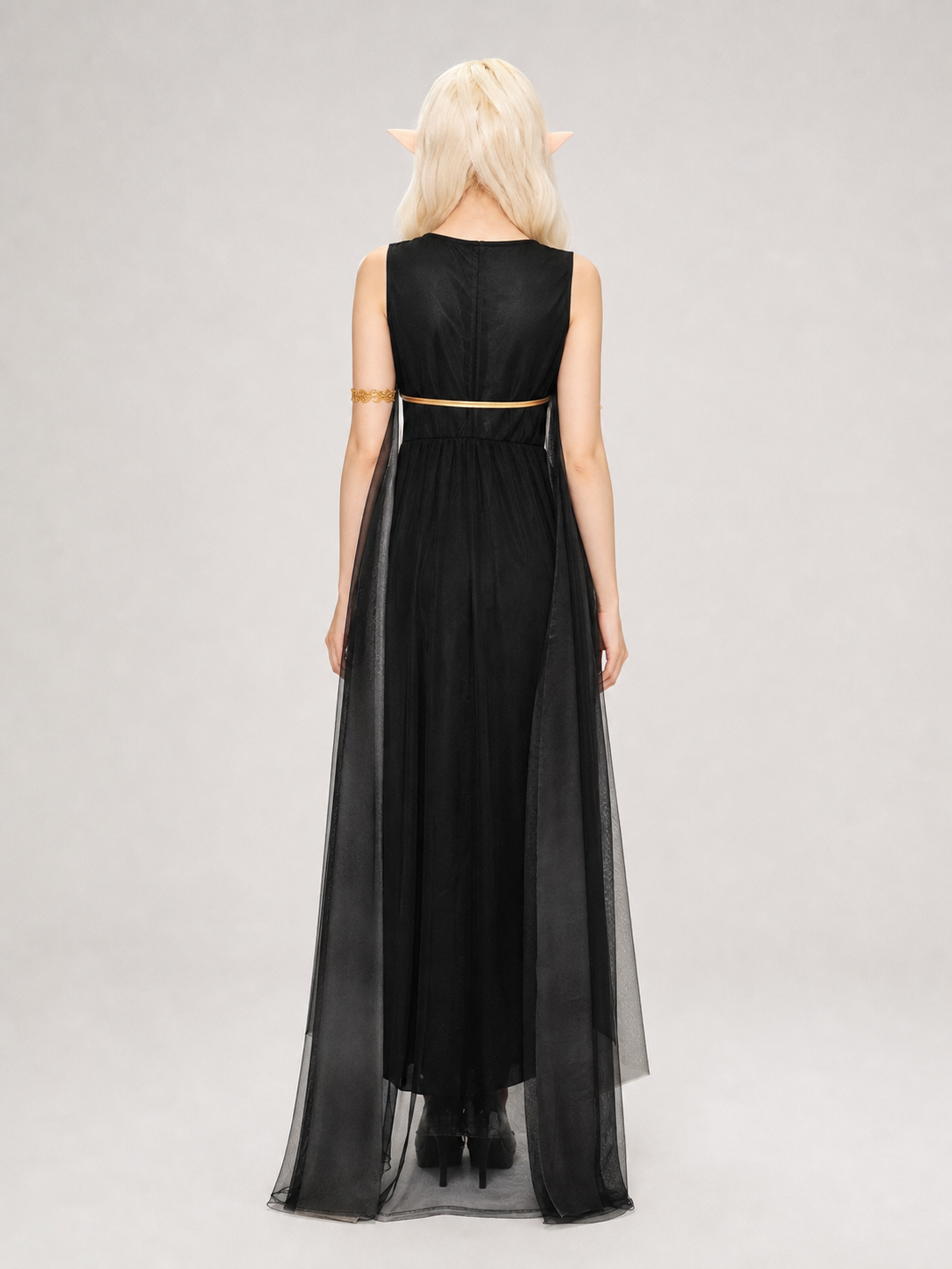 Gothic-Style Costume Dress with Cape for Cosplay