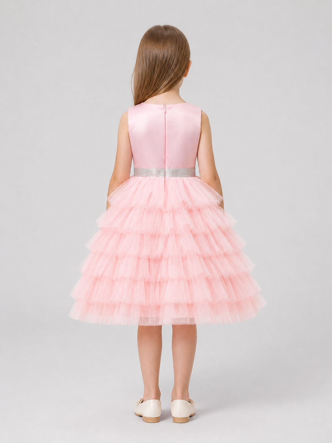 Puffy Princess Dress with Tulle Skirt for Performances back view