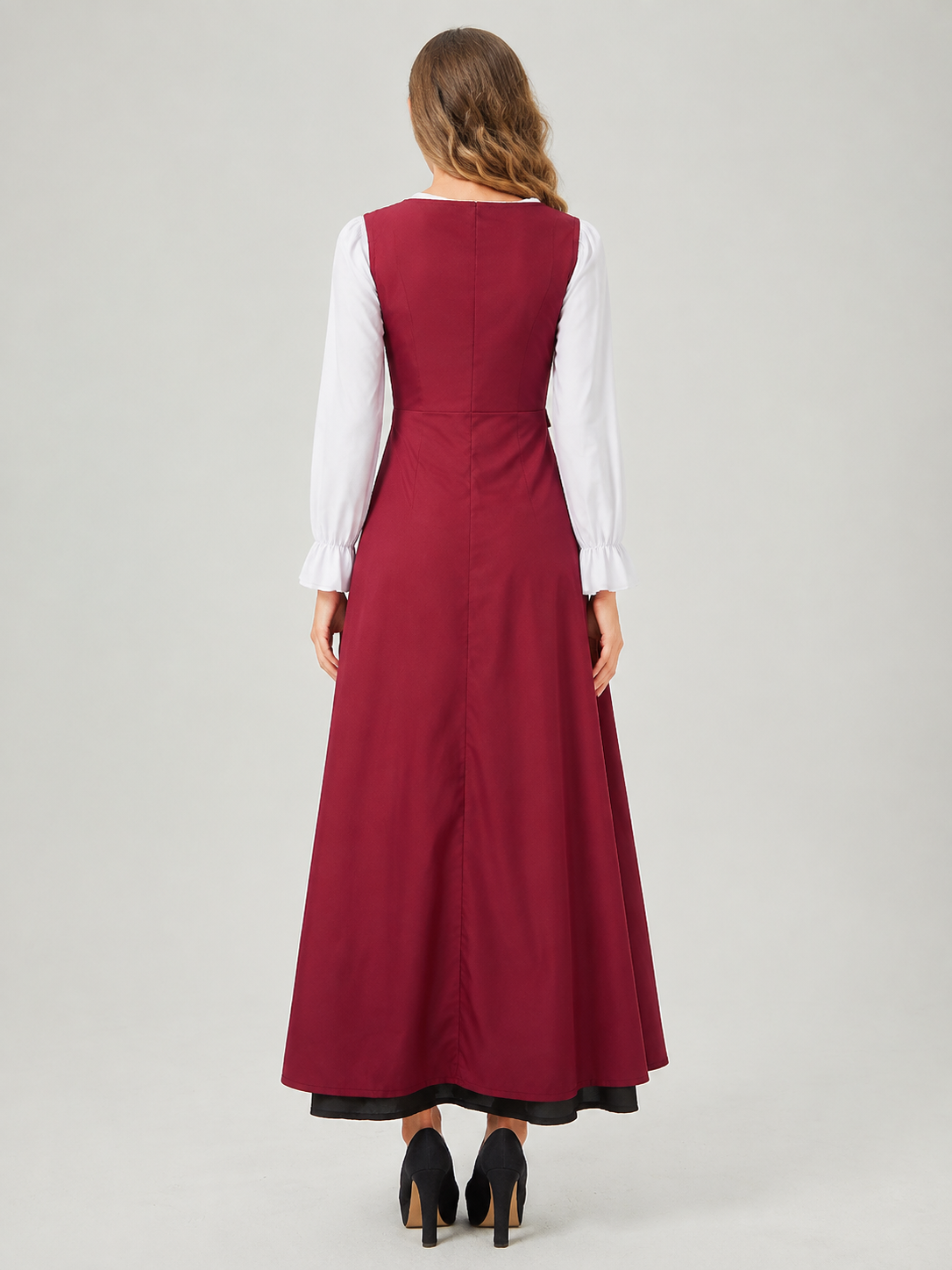 Long Medieval-Style Dress with Lace-Up Front back view