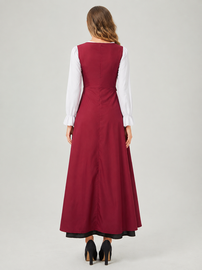 Long Medieval-Style Dress with Lace-Up Front back view