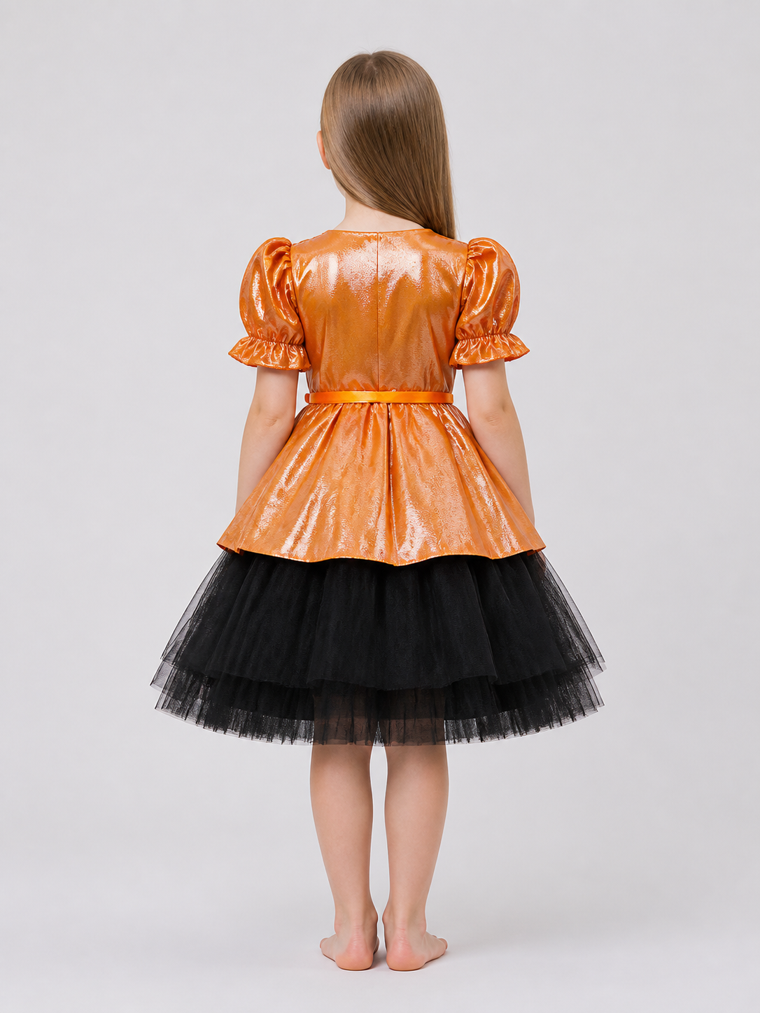 Children’s Princess Dress with Pumpkin and Bat Print back view