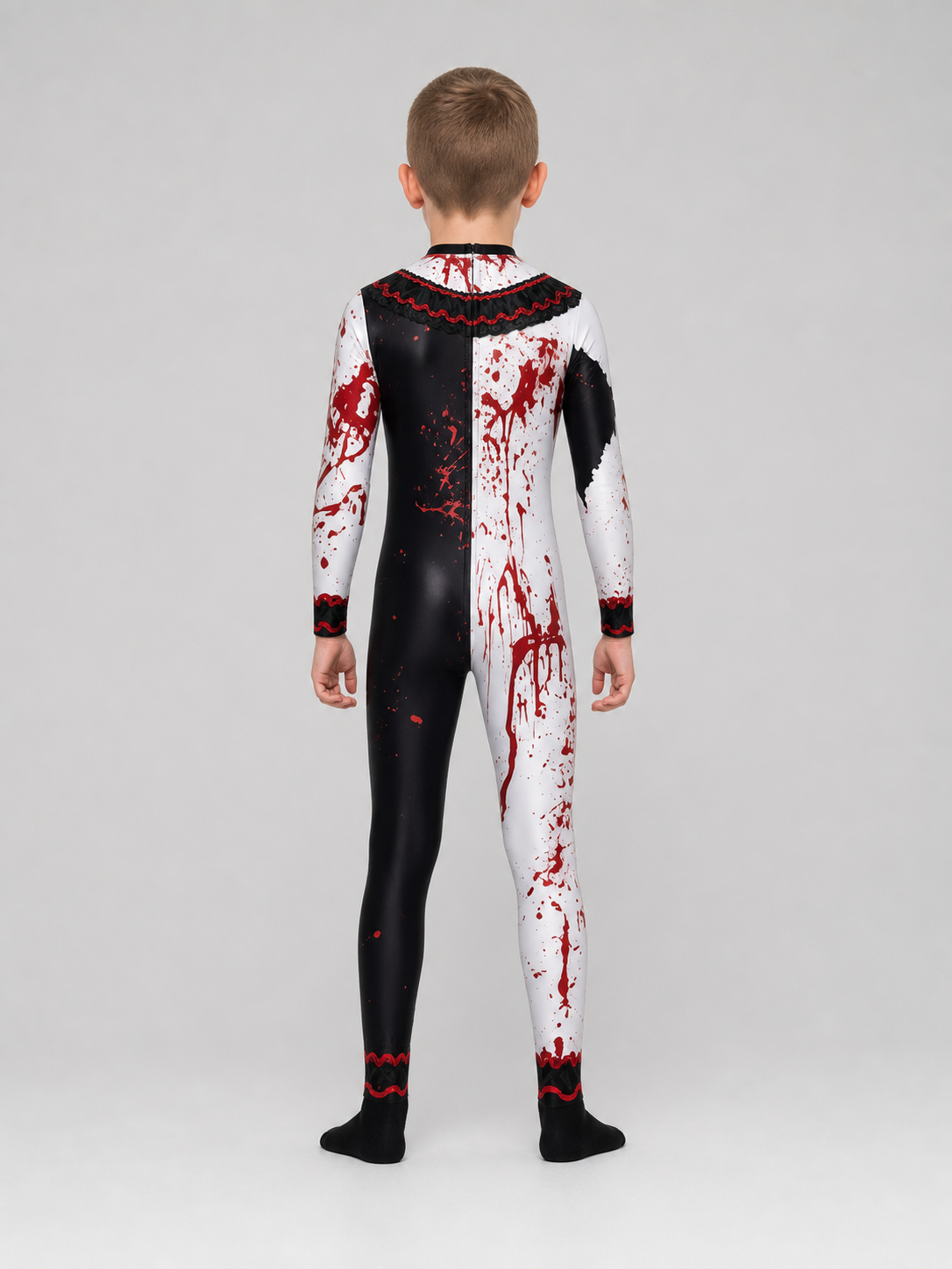Hooded Creepy Clown Costume with Blood-Splatter Print