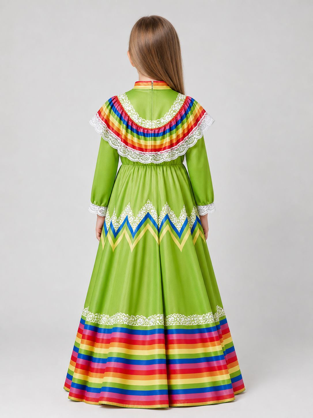 Folk Dress with Lace and a Bright Skirt