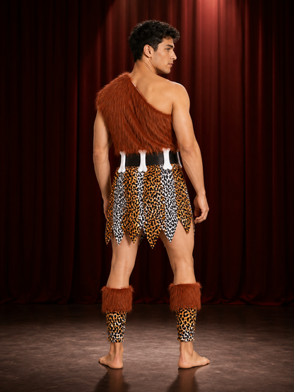 Tribal Chief Leopard Print Cosplay Jumpsuit back view