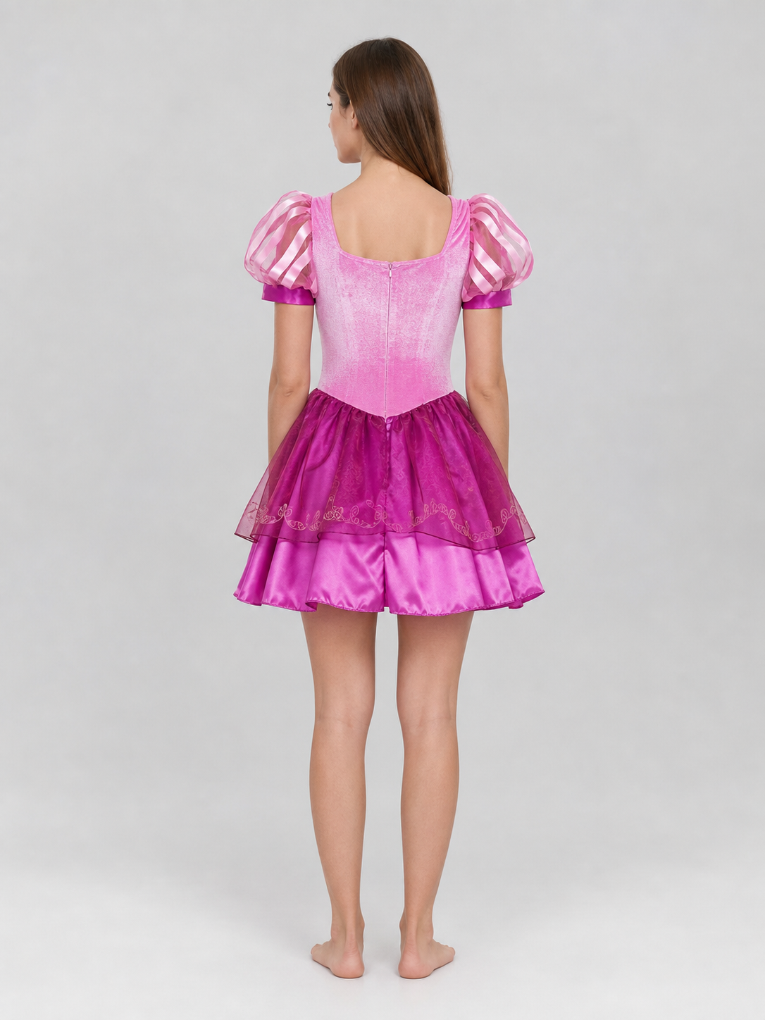 Princess Cosplay Dress with Full Skirt and Bows back view