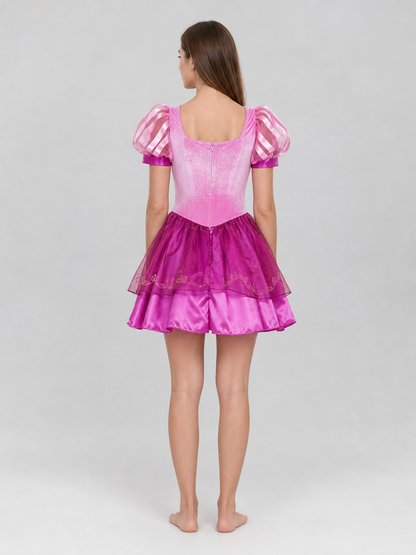 Princess Cosplay Dress with Full Skirt and Bows back view