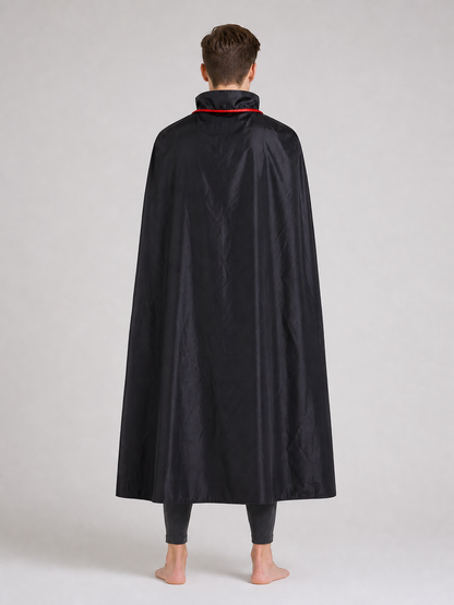 Black-and-Red Hooded Costume Cloak