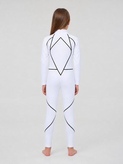 Carly Prasad Cosplay Jumpsuit, White with Black Lines