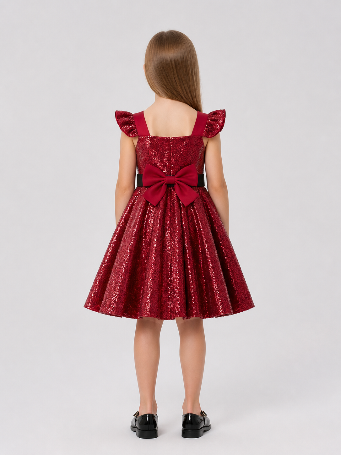 Children's Party Dress with Sequins and Bow back view