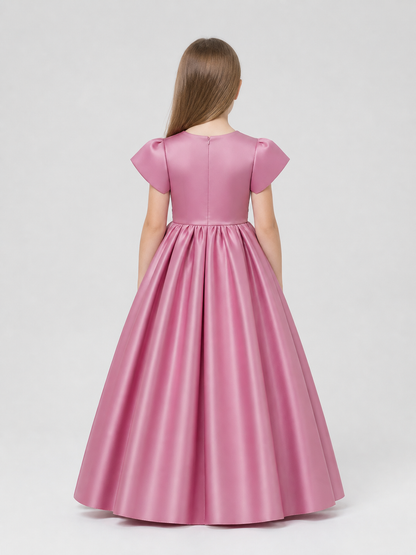 Long, Full Pink Princess Dress for Girls back view