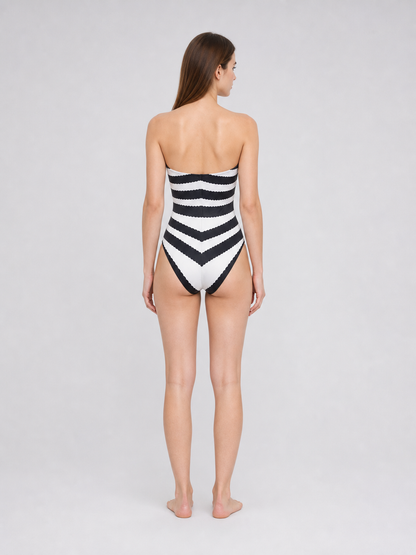 Barbie-Style Cosplay Swimsuit, Black and White Stripes