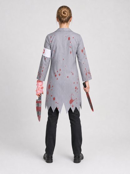 Scary Doctor Costume with Blood Stains for Halloween back view