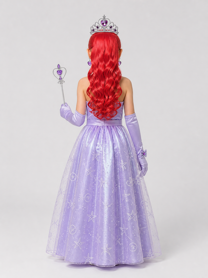 Princess Cosplay Set: Crown, Wand, Wig, Gloves back view