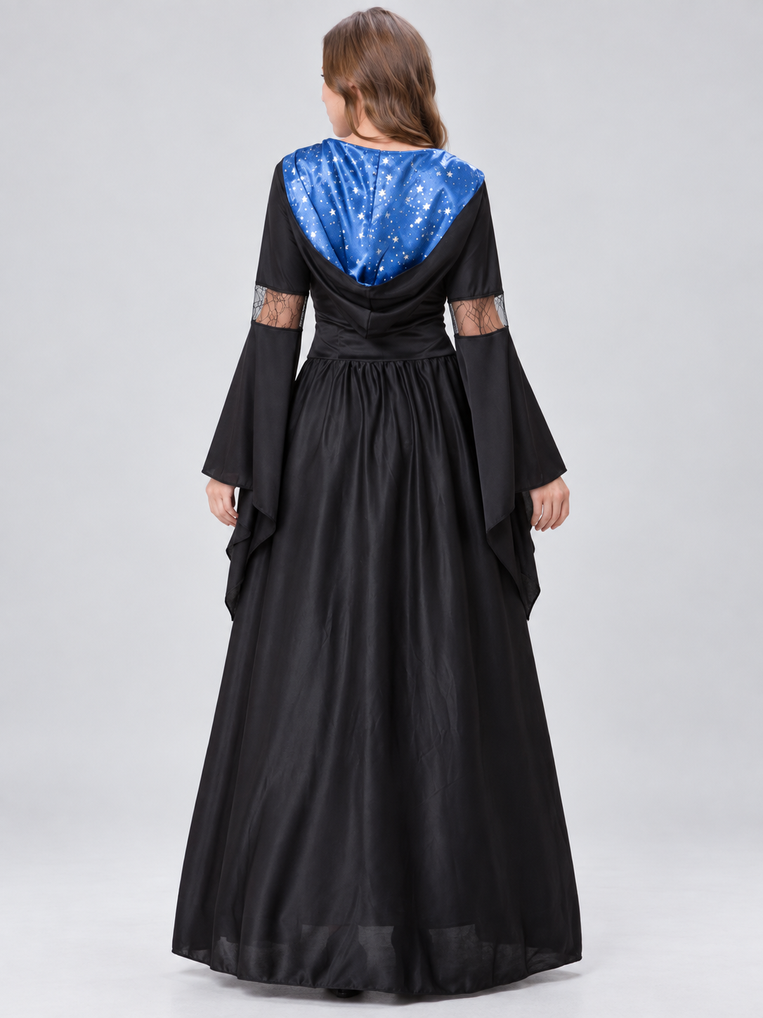 Black and Blue Hooded Lace-Up Carnival Dress