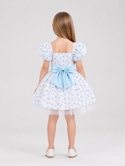 Girls’ Princess Party Dress with Bow and Tulle back view