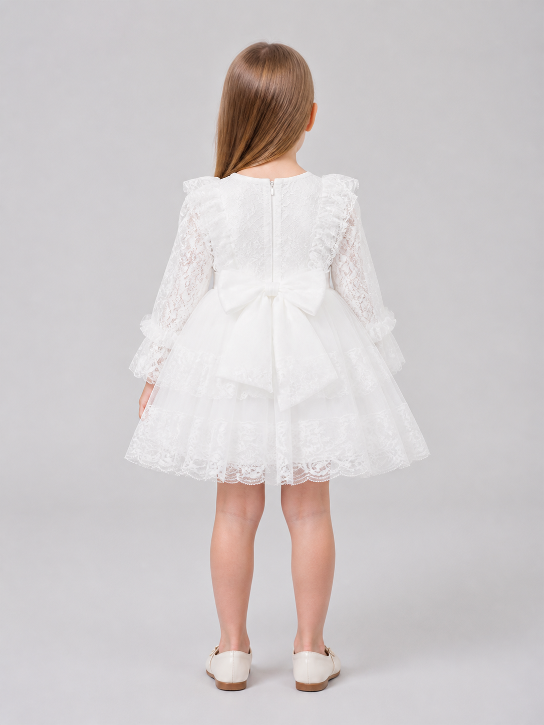 Girls' Lace Tulle Dress with a Full Skirt
