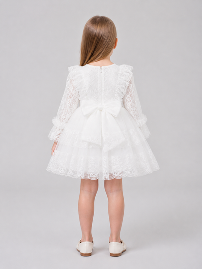 Girls' Lace Tulle Dress with a Full Skirt