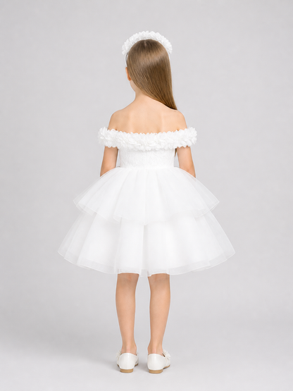Princess Dress with Lace Bodice and Full Skirt back view