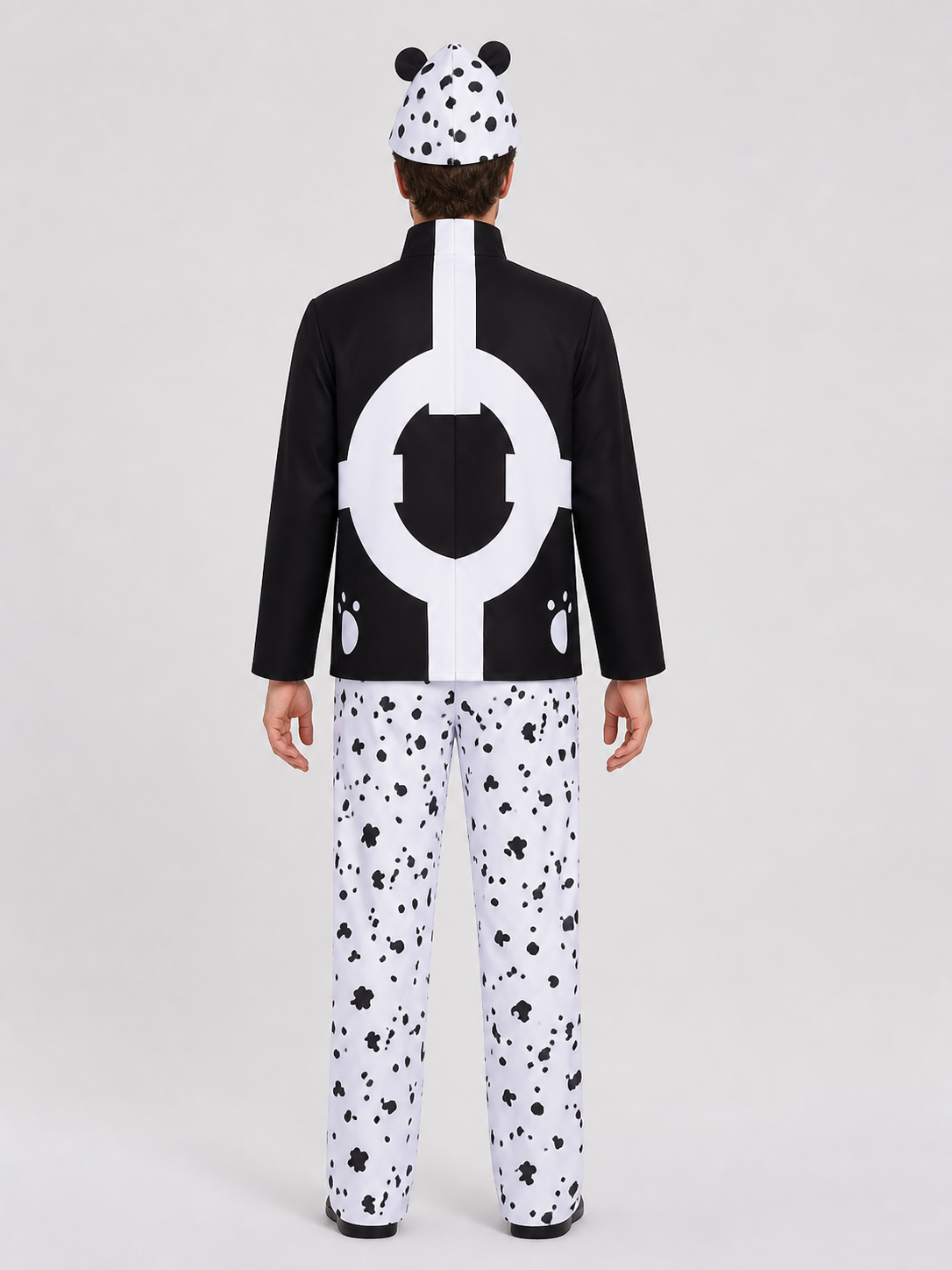 Kuma One Piece Cosplay Costume, Black and White, 3 Pieces back view