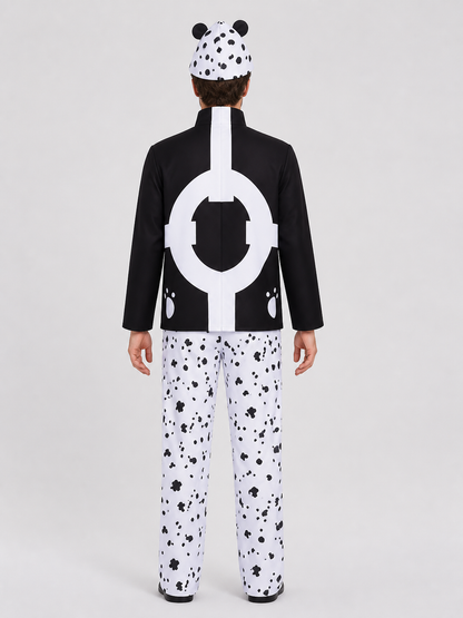 Kuma One Piece Cosplay Costume, Black and White, 3 Pieces back view