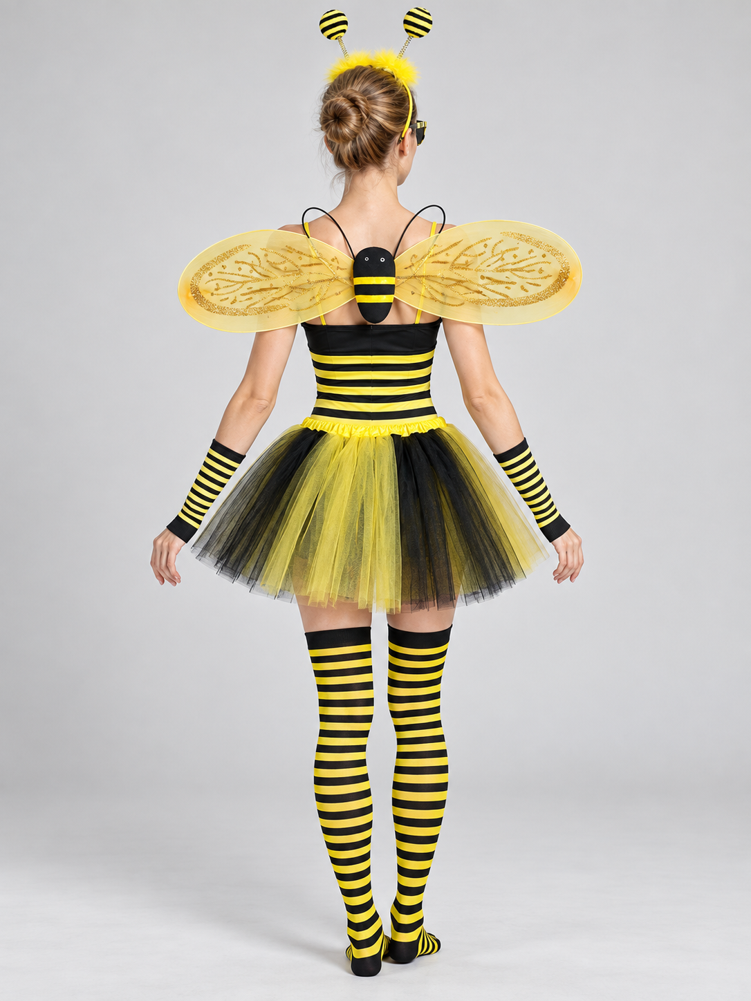 Bee Costume Set with Wings and Tutu Skirt back view