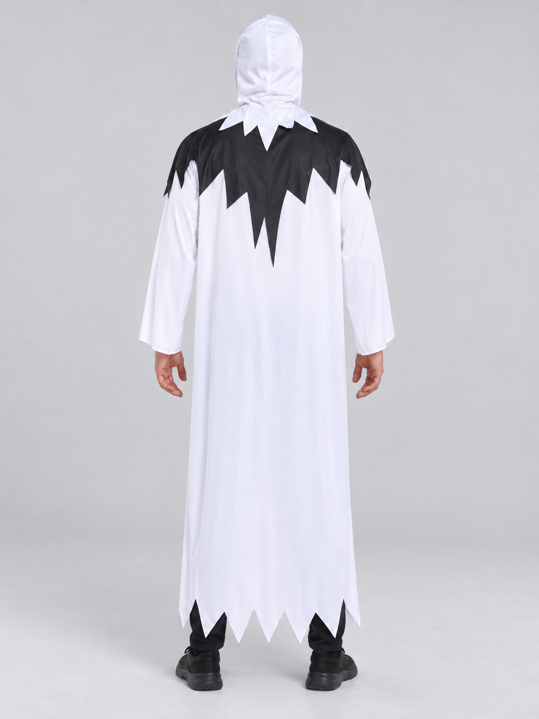 White Carnival Costume with Skull and Black Trim back view