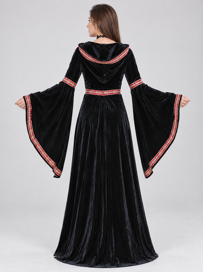 Witch Costume: Black Hooded Dress