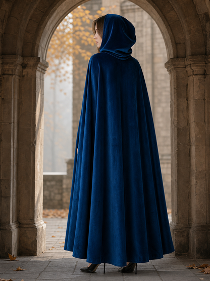 Blue Medieval Hooded Costume Cloak