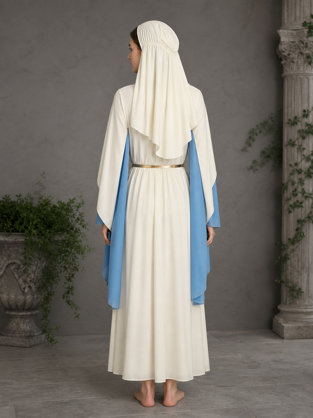 White Robe with Blue Cape and Gold Sash product view 19