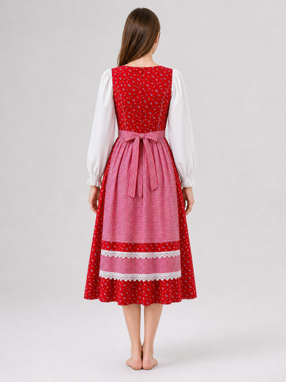 Red Riding Hood Cosplay Dress, Red and White back view