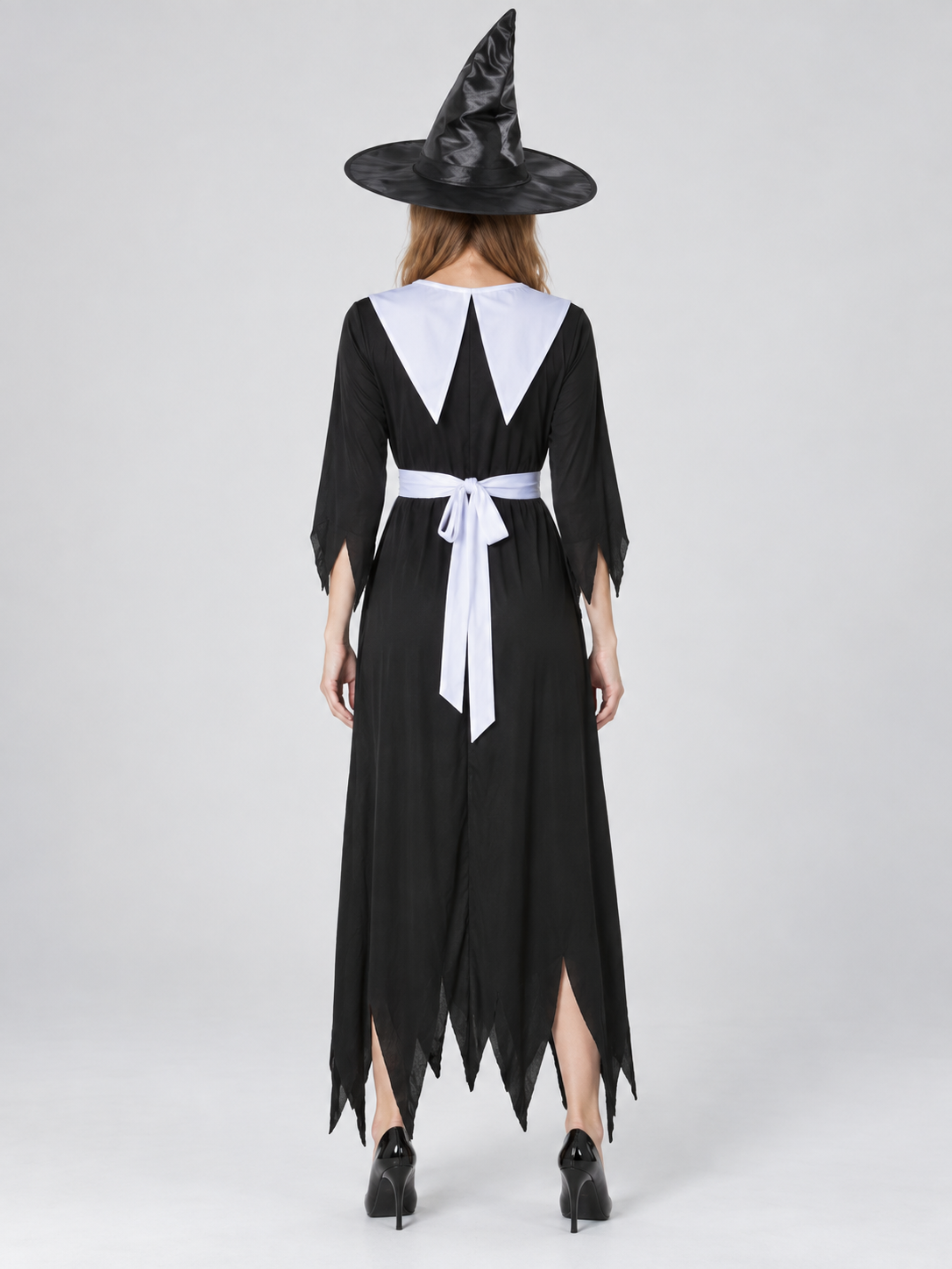Witch Halloween Costume with Black Dress and Hat