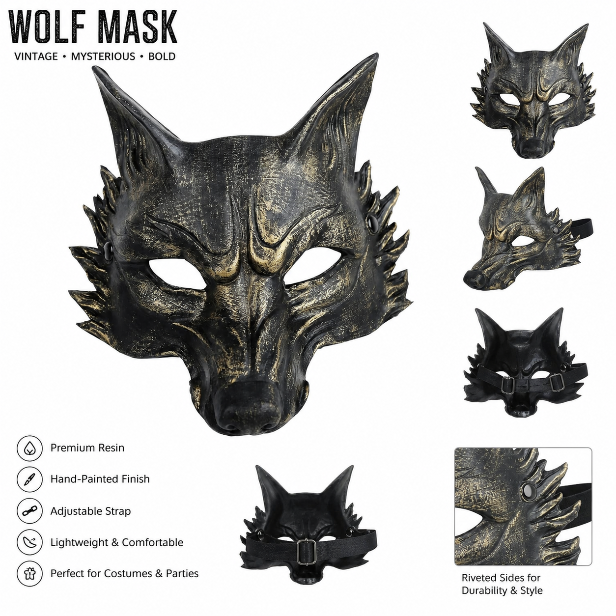 1pc Halloween Wolf Mask, Dramatic Fantasy Animal Face for Cosplay Party and Masquerade