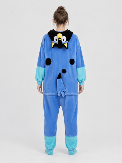 Cartoon-Design Pajama Jumpsuit with Hood and Ears