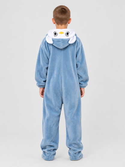 Blue Kigurumi Pajama with White Insert and Hood