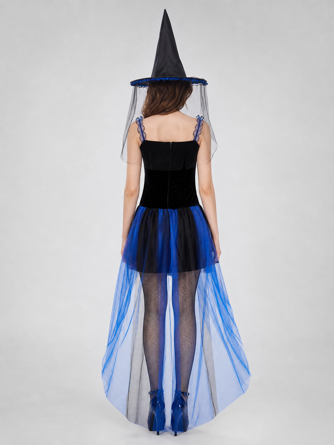 Halloween witch costume with hat and veil