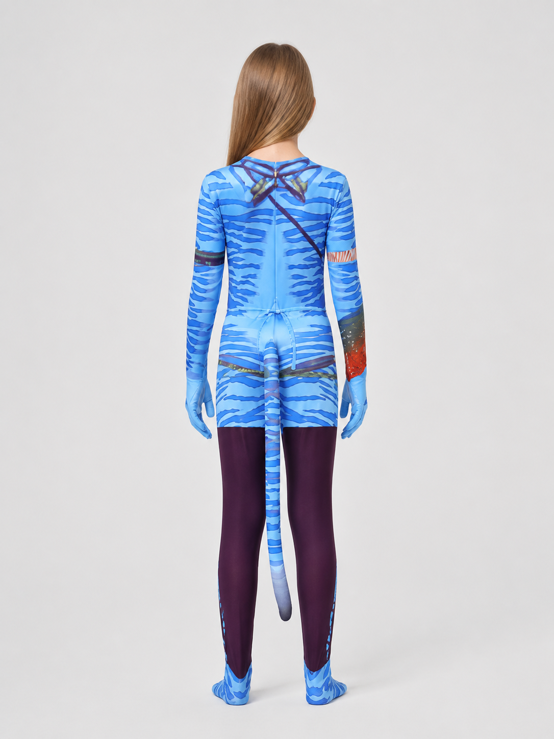 Avatar Cosplay Jumpsuit Costume with Tail back view