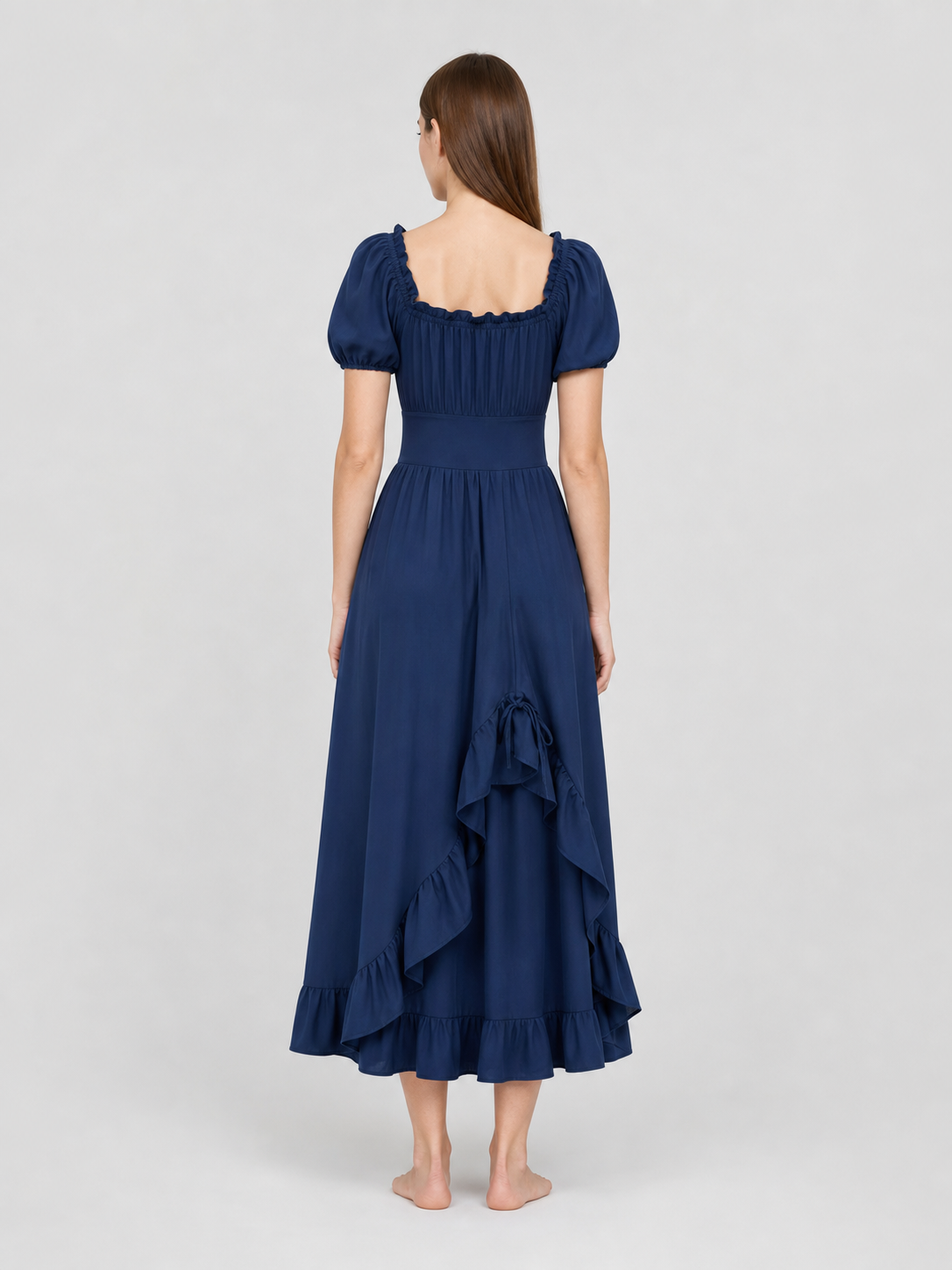 Vintage-style ruffled maxi dress