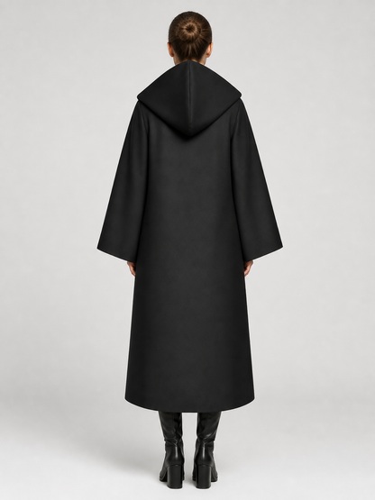 Black Hooded Carnival Cloak, Medieval Style