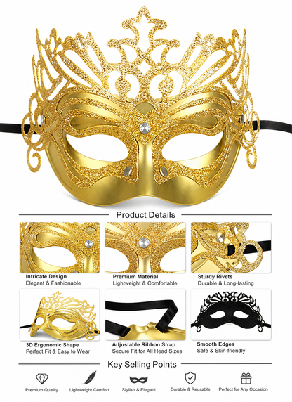 Yellow Feather Carnival Mask Headpiece product view 27
