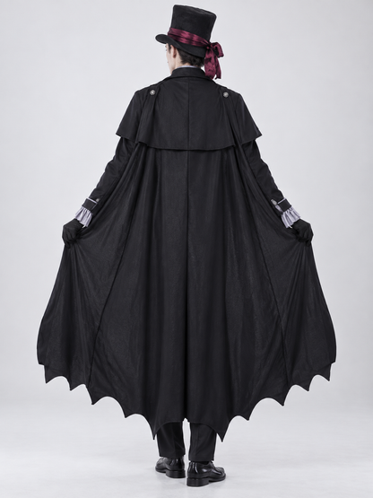 Vampire Halloween Costume with Cape, Top Hat, and Neck Scarf