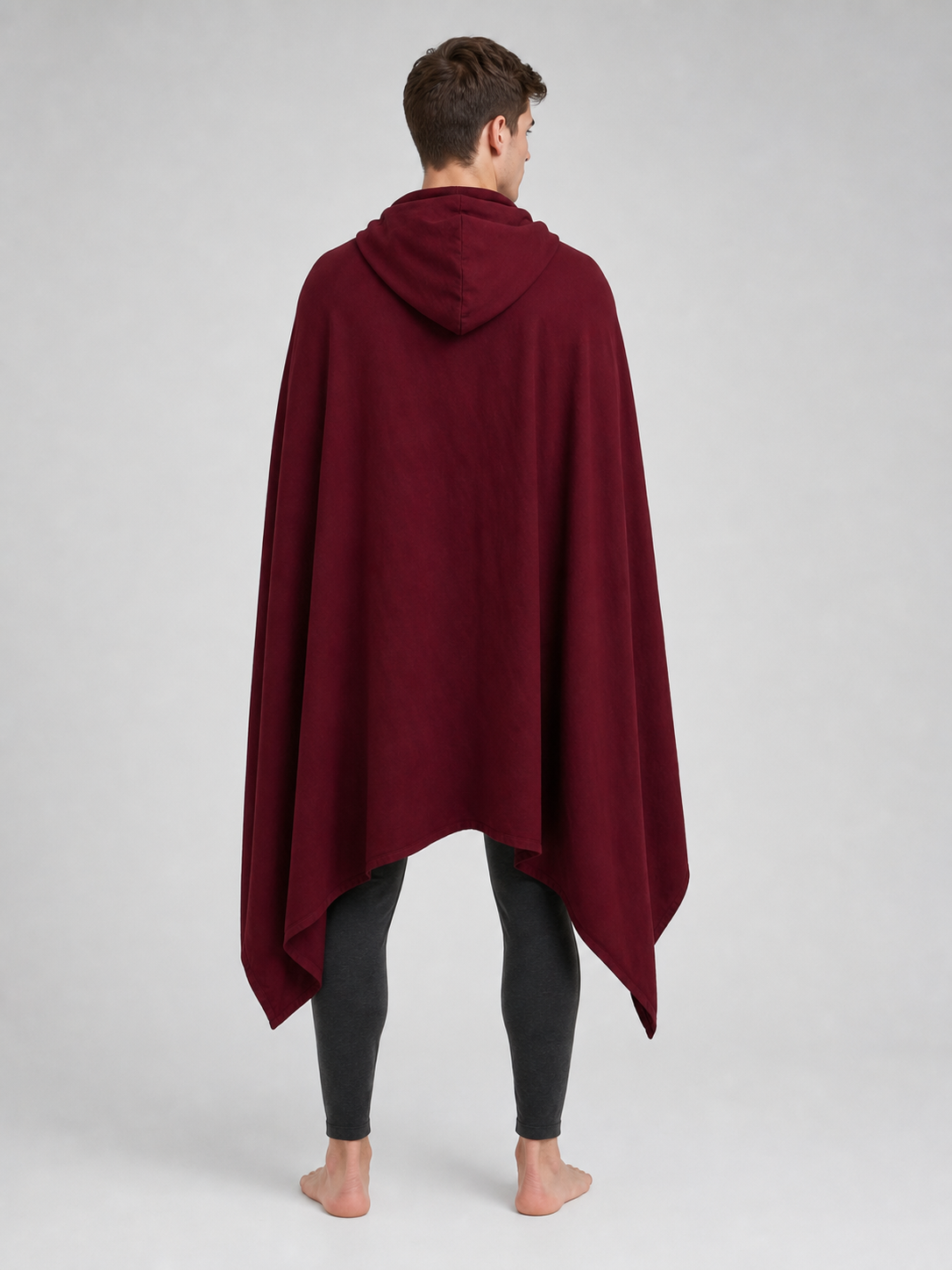 Burgundy Hooded Cape, Metal Clasp