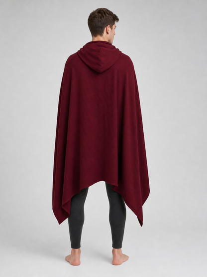 Burgundy Hooded Cape, Metal Clasp