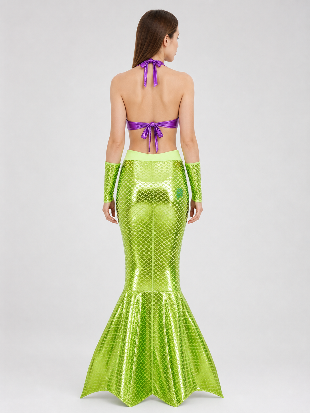 Mermaid Cosplay Costume with Fish-Scale Pattern back view