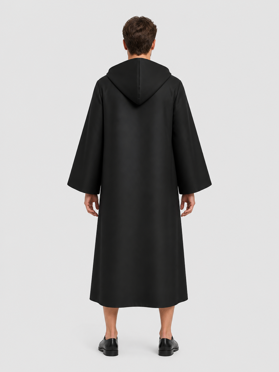 Black Long Hooded Death Cloak for Jedi Cosplay back view
