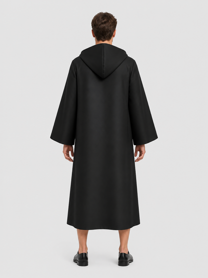 Black Long Hooded Death Cloak for Jedi Cosplay back view