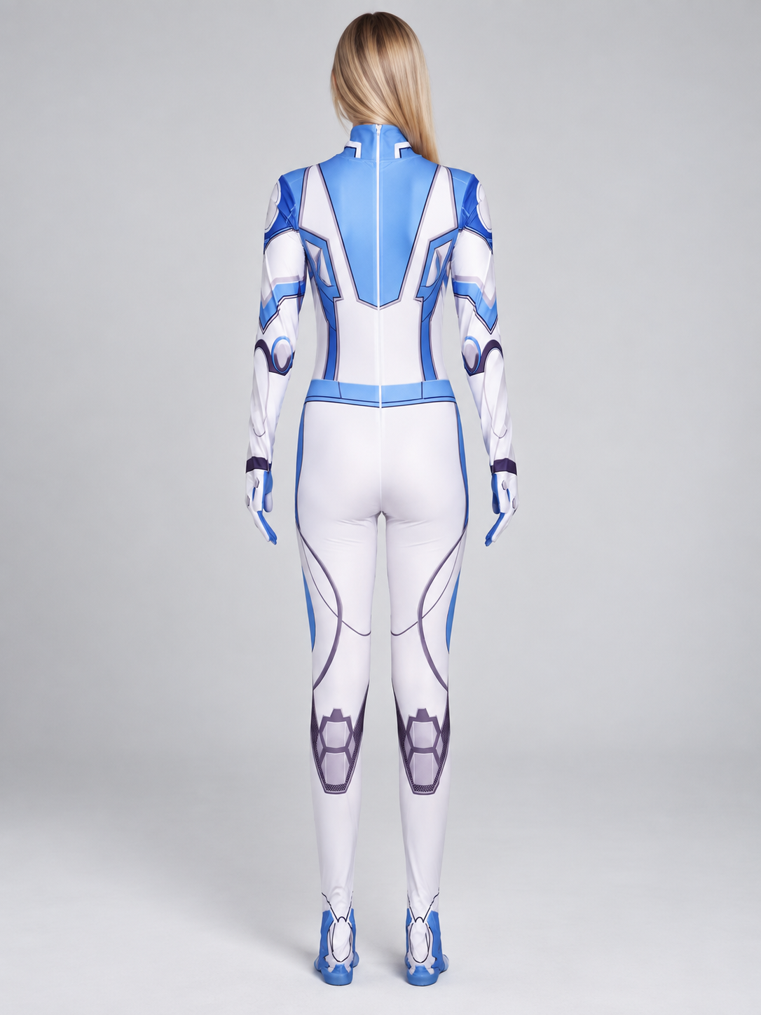 White and Blue Cosplay Costume with Number 4 and Emblem