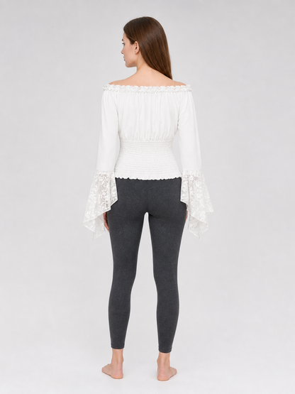 White Off-the-Shoulder Ruffle Blouse