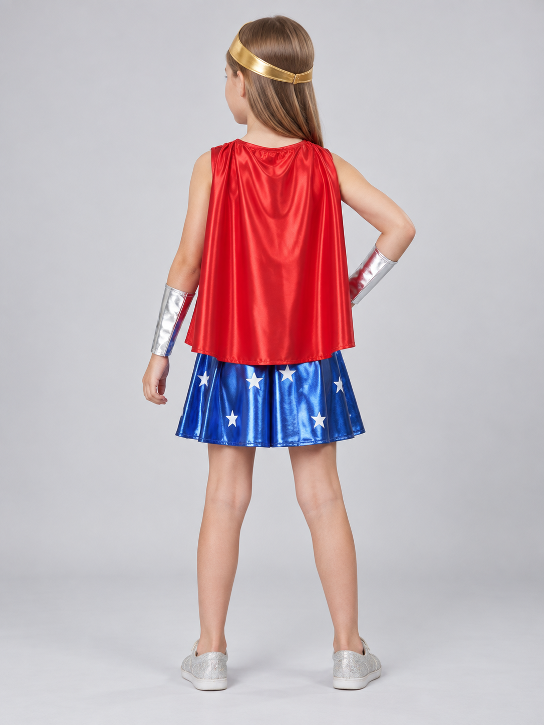 Kids' superhero-style costume with cape and mask